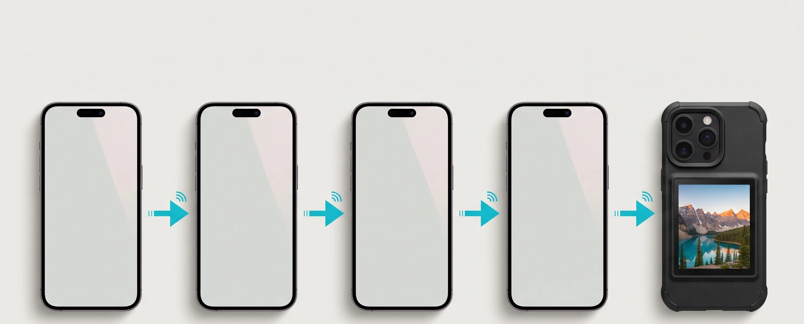 خطوات استخدام Smart Ink Case: تنزيل التطبيق، تفعيل NFC، اختيار الصورة، الإرسال، والنجاح